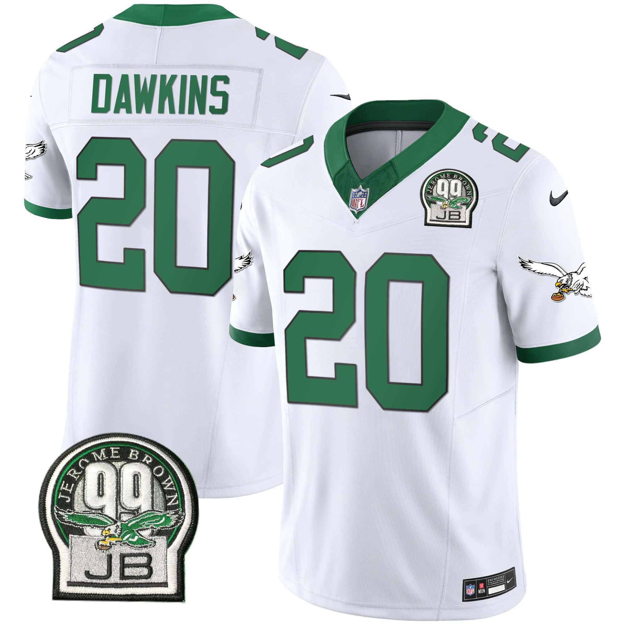 Men Philadelphia Eagles #20 Dawkins White 2024 Nike Jerome Brown Patch Alternate Limited NFL Jersey->indianapolis colts->NFL Jersey